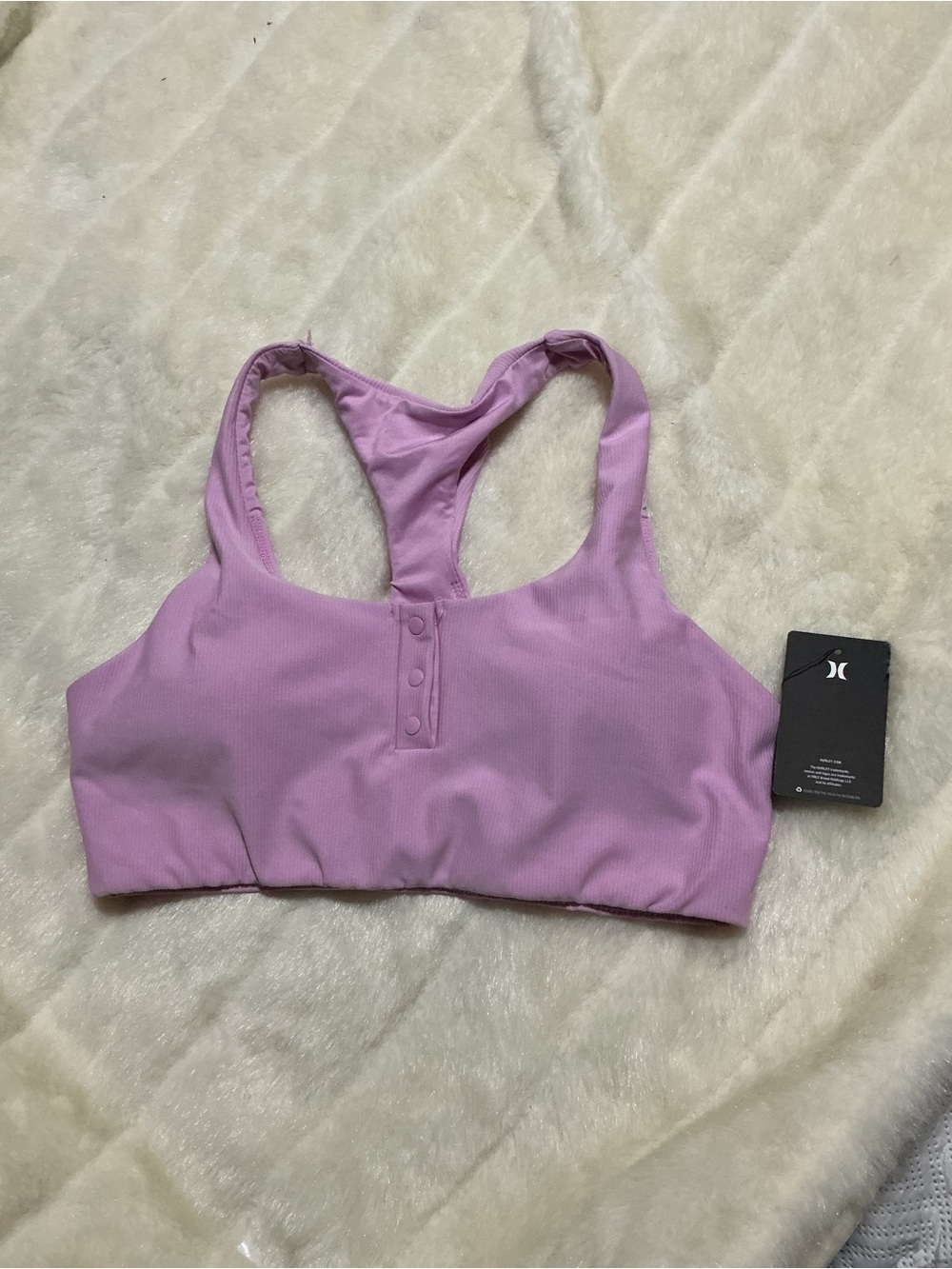 Hurley Lavender Ribbed Snap-Front Racerback Bralette lilac